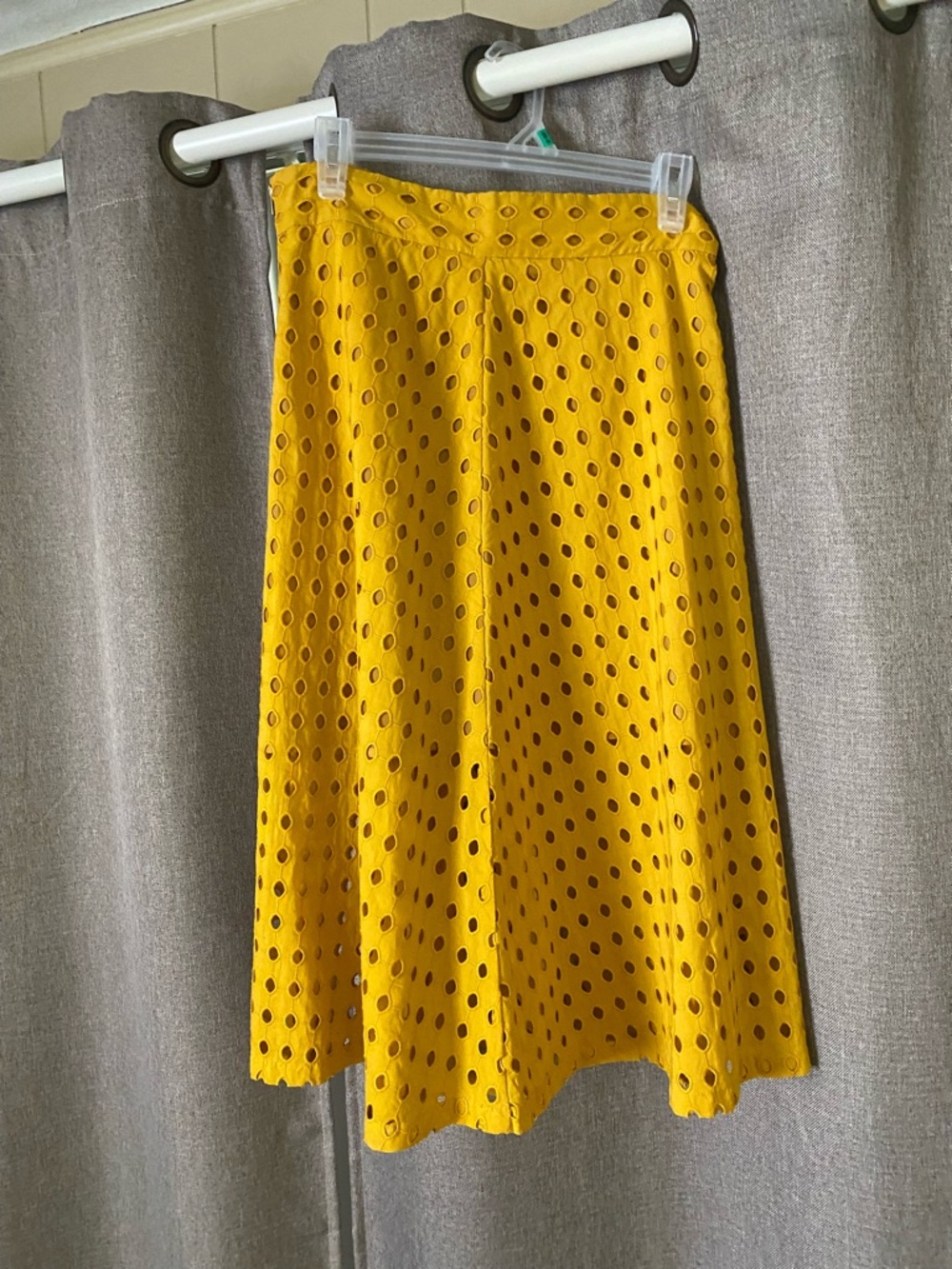 H&M Bright Yellow Eyelet Cotton Skirt with Lining